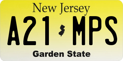 NJ license plate A21MPS