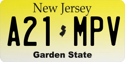 NJ license plate A21MPV