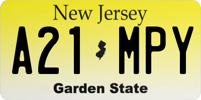 NJ license plate A21MPY