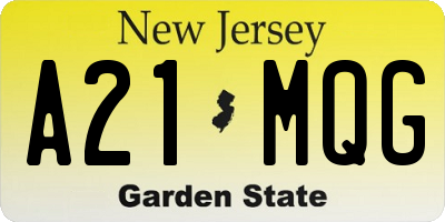 NJ license plate A21MQG