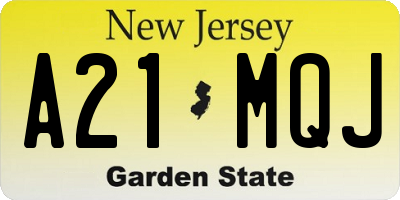 NJ license plate A21MQJ
