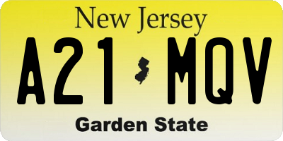 NJ license plate A21MQV