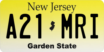 NJ license plate A21MRI