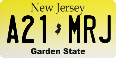 NJ license plate A21MRJ