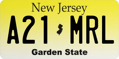 NJ license plate A21MRL
