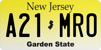 NJ license plate A21MRO