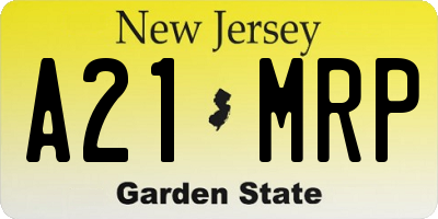 NJ license plate A21MRP