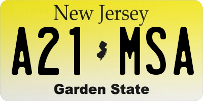 NJ license plate A21MSA