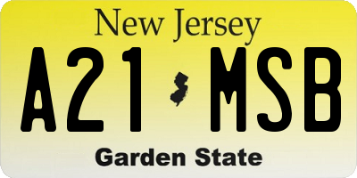 NJ license plate A21MSB