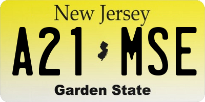 NJ license plate A21MSE
