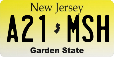 NJ license plate A21MSH