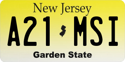 NJ license plate A21MSI