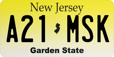 NJ license plate A21MSK