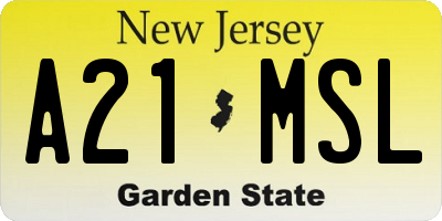 NJ license plate A21MSL