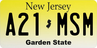 NJ license plate A21MSM