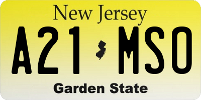 NJ license plate A21MSO