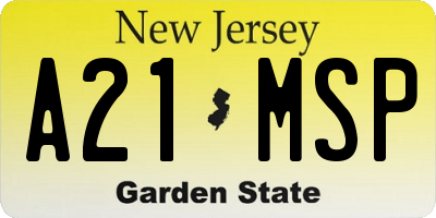 NJ license plate A21MSP