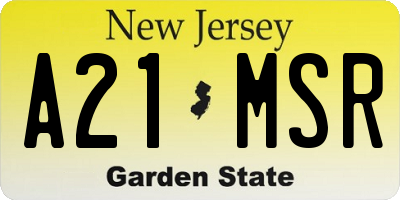 NJ license plate A21MSR