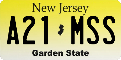 NJ license plate A21MSS