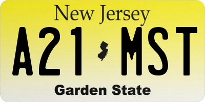 NJ license plate A21MST