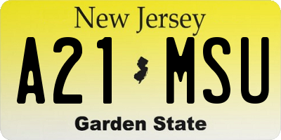 NJ license plate A21MSU