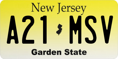 NJ license plate A21MSV