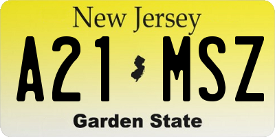 NJ license plate A21MSZ