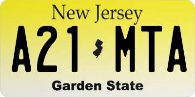 NJ license plate A21MTA