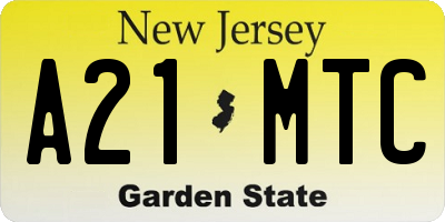 NJ license plate A21MTC