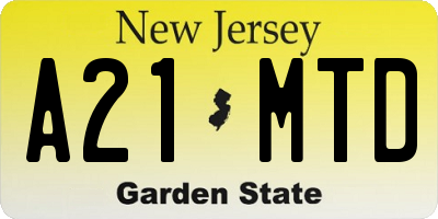 NJ license plate A21MTD