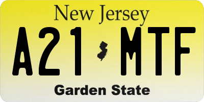NJ license plate A21MTF