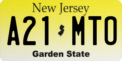 NJ license plate A21MTO