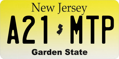 NJ license plate A21MTP