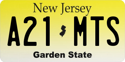 NJ license plate A21MTS