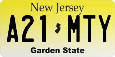 NJ license plate A21MTY