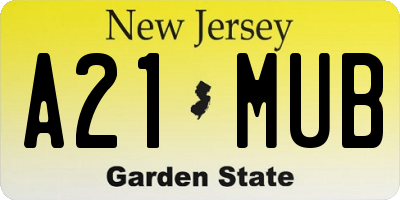 NJ license plate A21MUB