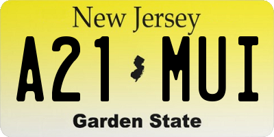 NJ license plate A21MUI