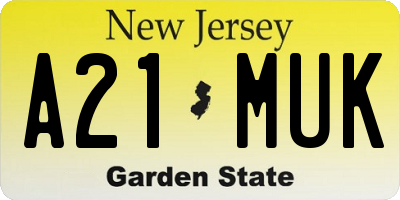 NJ license plate A21MUK