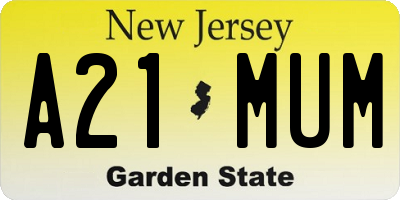 NJ license plate A21MUM