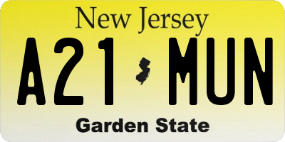 NJ license plate A21MUN