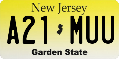 NJ license plate A21MUU