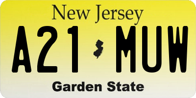 NJ license plate A21MUW