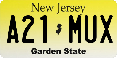 NJ license plate A21MUX