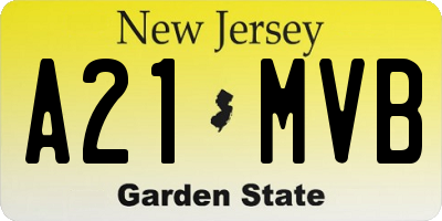 NJ license plate A21MVB