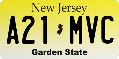 NJ license plate A21MVC