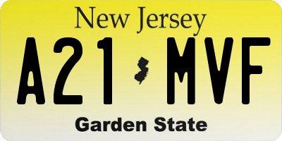 NJ license plate A21MVF