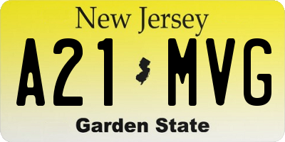 NJ license plate A21MVG