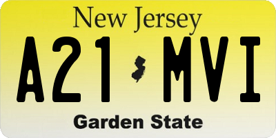 NJ license plate A21MVI