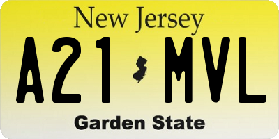 NJ license plate A21MVL