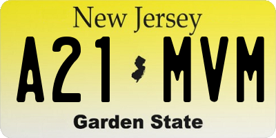 NJ license plate A21MVM